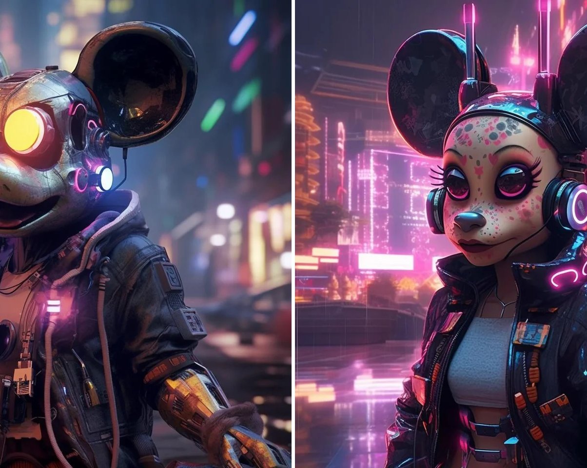 Midjourney показала 20 персонажей Disney в мире киберпанка
